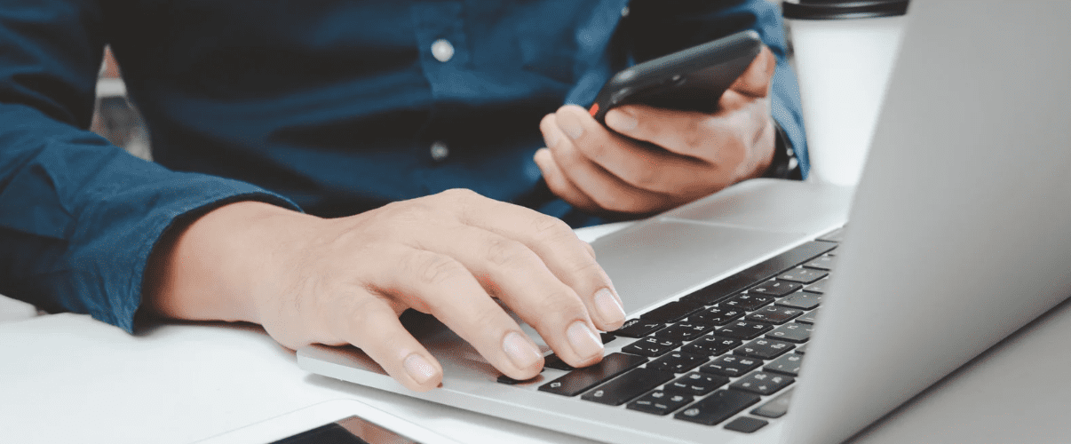 person working on laptop