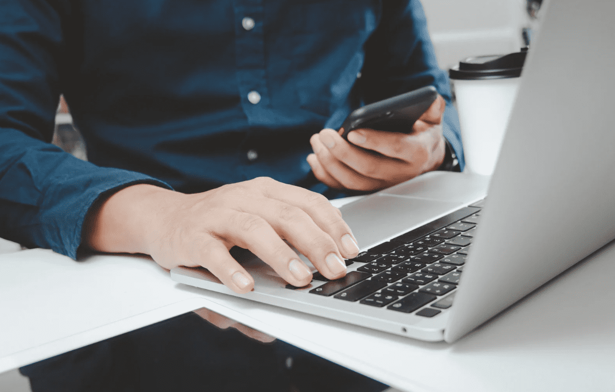 person working on laptop