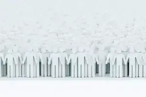 lots of people cut outs making up an audience