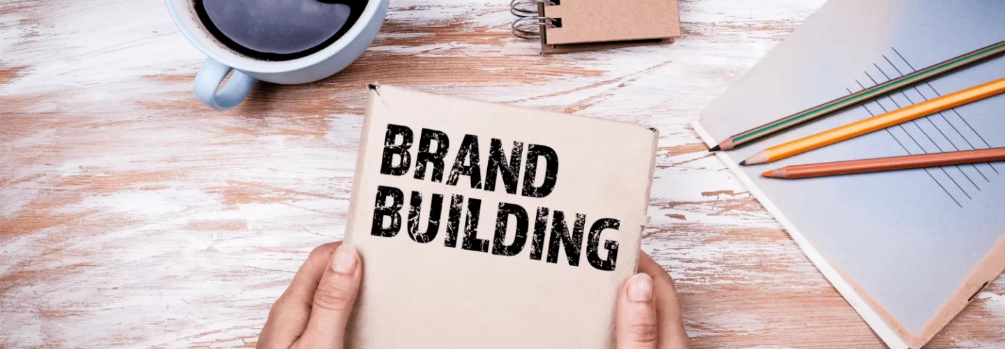 brand building notepad on desk