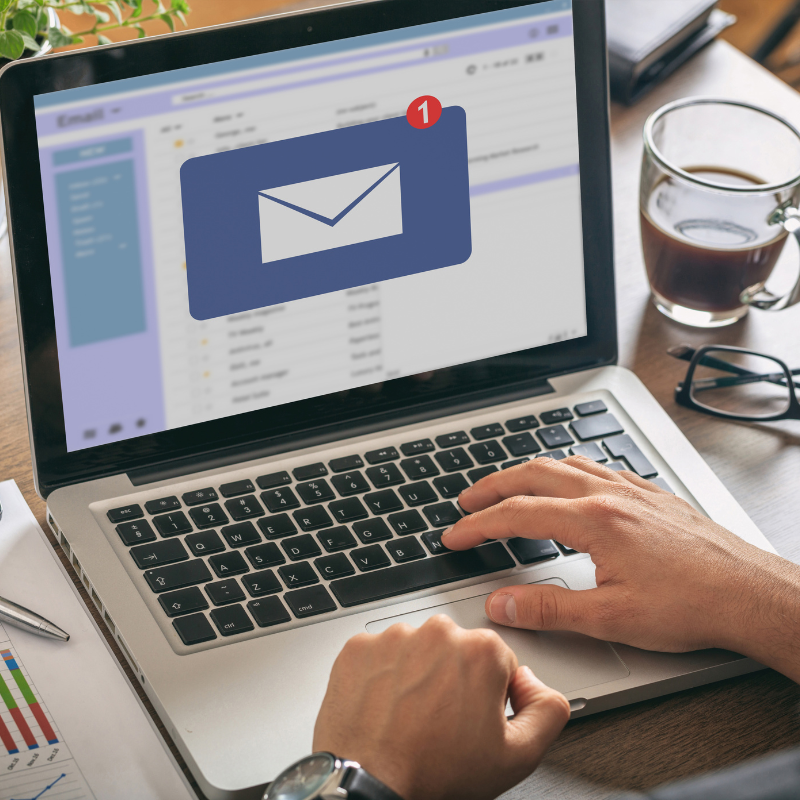 email logo on laptop screen