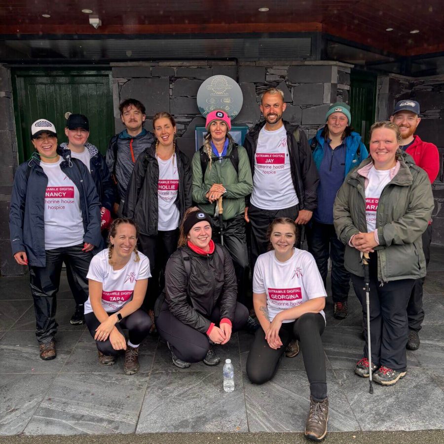 Team EMD photo taken at Snowden Charity walk for Katharine House