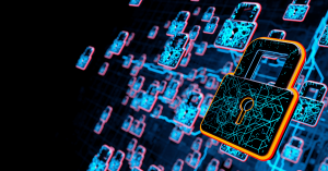 Modern digital marketing campaign graphic with bold branding and abstract shapes